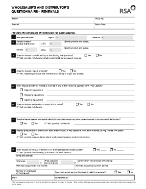 Wholesaler’s and Distributor’s Questionnaire