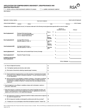 Comprehensive Dishonesty Insurance Application