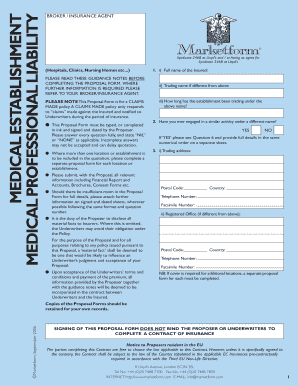 Medical Professional Liability Proposal Form