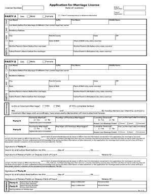 Louisiana Marriage License Application