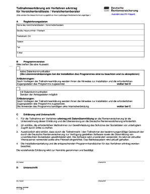 Teilnahmeerklärung am Verfahren eAntrag