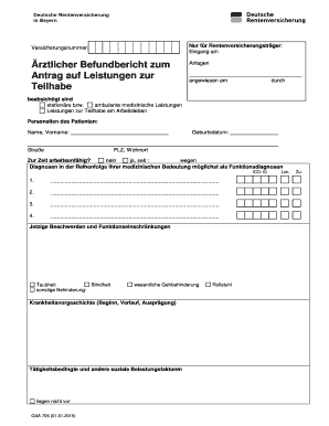 Ärztlicher Befundbericht zum Antrag auf Leistungen zur Teilhabe