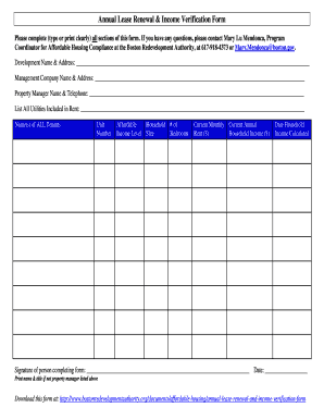 Annual Lease Renewal & Income Verification Form