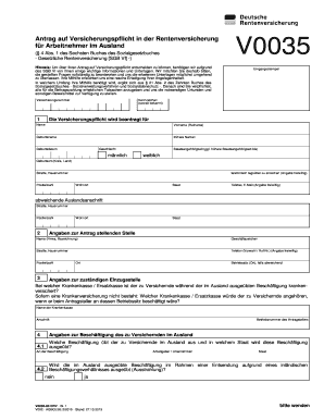 Antrag auf Versicherungspflicht in der Rentenversicherung für Arbeitnehmer im Ausland