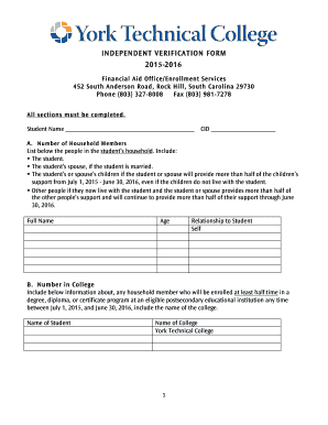 Independent Verification Form