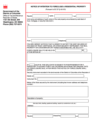 Notice of Intention to Foreclose a Residential Property