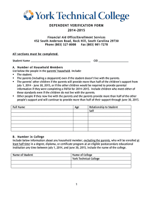 Dependent Verification Form