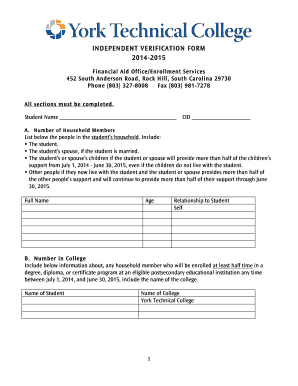 Independent Verification Form
