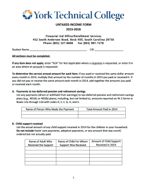 Untaxed Income Form 2015-2016