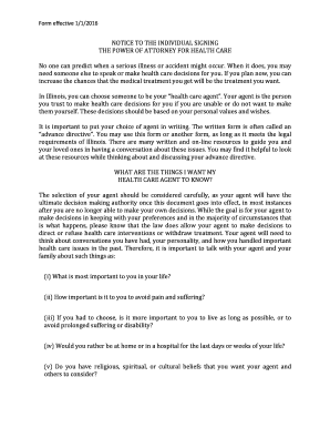 Illinois Power of Attorney for Health Care