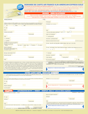 Demande de Carte AIR FRANCE KLM-AMERICAN EXPRESS GOLD