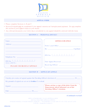 Social Welfare Appeal Form
