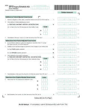 Virginia Schedule ADJ Form 760-ADJ