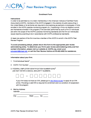 AICPA Peer Review Enrollment Form