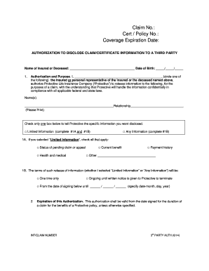 Authorization to Disclose Claim Information