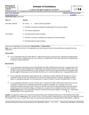 Schedule B Form 990 Contributor Information
