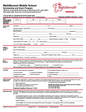 MathMovesU Middle School Scholarship Application