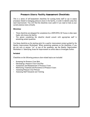 Pressure Ulcer Facility Assessment Checklists