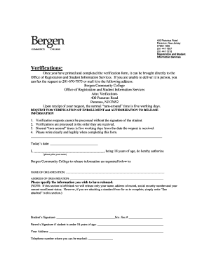 Request for Verification of Enrollment