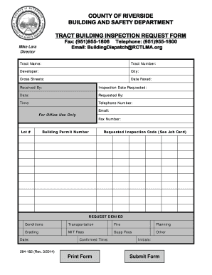 Tract Building Inspection Request Form