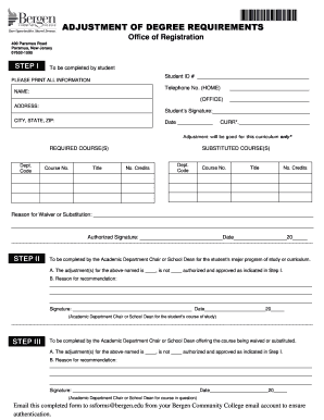 Degree Requirement Adjustment Form