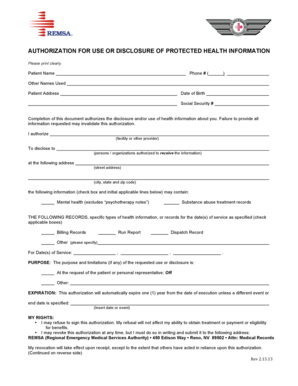 Authorization for Use or Disclosure of Protected Health Information