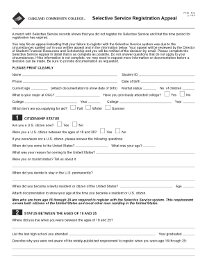 Selective Service Registration Appeal