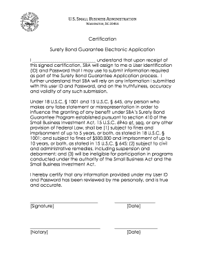 Surety Bond Guarantee Electronic Application