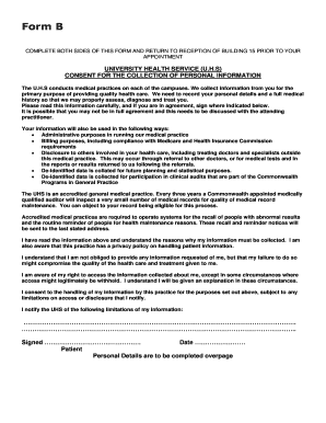 University Health Service Consent Form