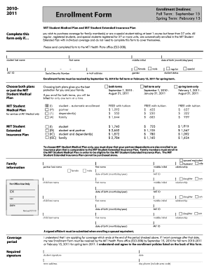 MIT Student Medical and Extended Insurance Enrollment Form