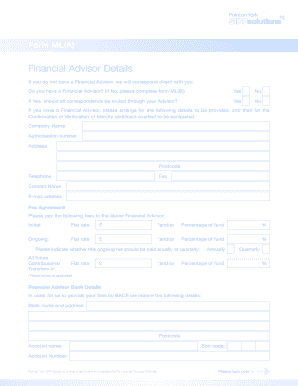 Financial Advisor Details Form ML(A)