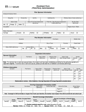 Enrolment Form for Third-Party Administration
