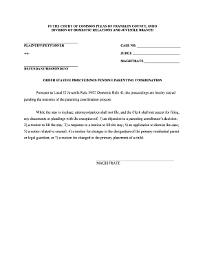 Order Staying Proceedings Pending Parenting Coordination