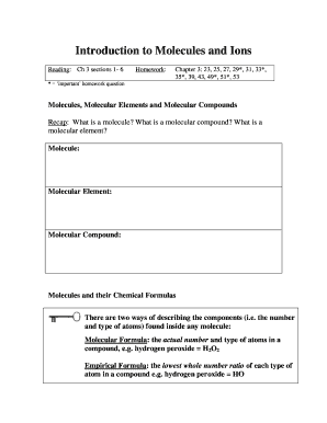 Molecules and Ions Homework Assignment