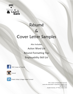 Rsum Cover Letter Samples - Diablo Valley College - dvc