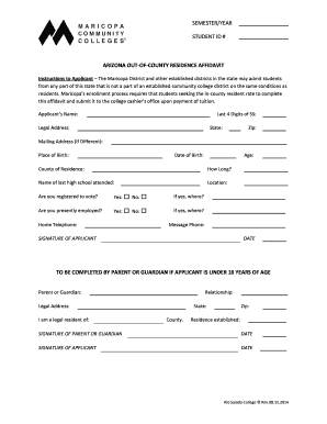 Arizona Out-of-County Residence Affidavit