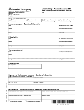 Pension Insurance Undertaking Form