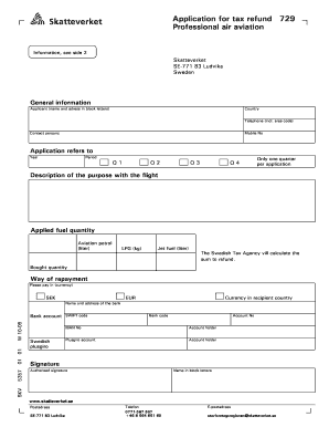 Swedish Tax Refund Application for Professional Aviation Fuel