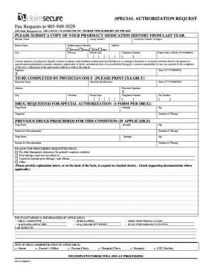Special Authorization Request Form