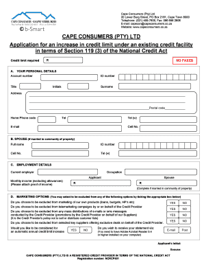 Credit Limit Increase Application