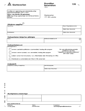 Swedish Advertising Tax Registration Form