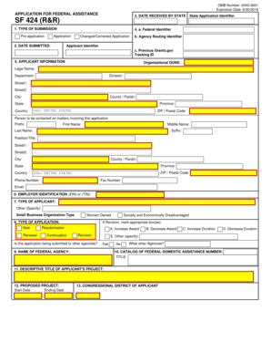 SF 424 Application for Federal Assistance