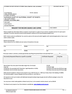 Request for Record Search and Copies