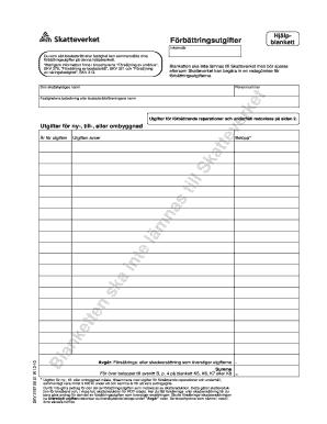 Swedish Property Improvement Expenses Form