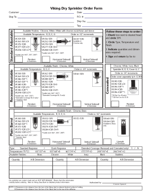 Viking Dry Sprinkler Order Form