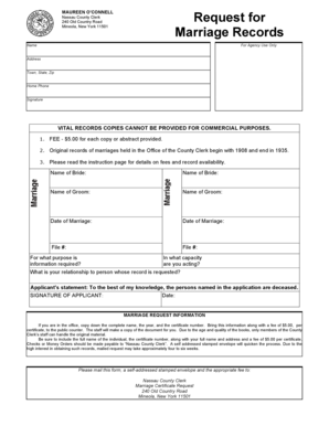 Nassau County Marriage Records Request Form