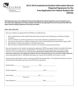 2015-2016 FAFSA Signature Form
