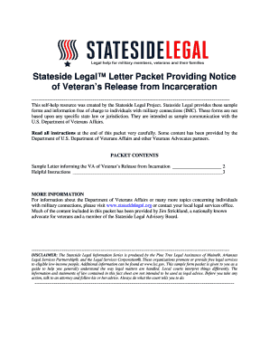 Veteran Release from Incarceration Notice