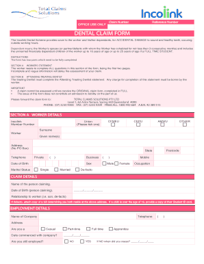 Incolink Dental Claim Form