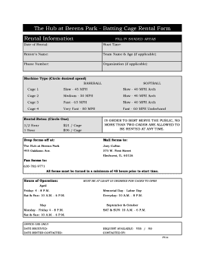 Batting Cage Rental Form